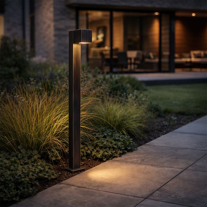 Industrielle Stehleuchte für den Aussenbereich Antik-Gold 80 cm IP44 - Baleno