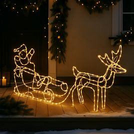 Weihnachts-Stehlampe Rentier mit Schlitten 176cm inkl. LED mit Timer IP44 - Sori