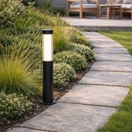 Modern-Outdoor-Post-Light-Black-with-Ribbed-Glass-60cm-incl.-LED-IP54---Ribba