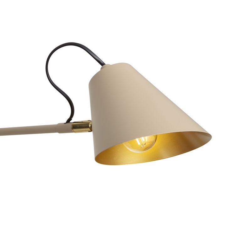 Moderne wandlamp taupe met goudkleurige binnenkant verstelbaar 2-lichts - Lune