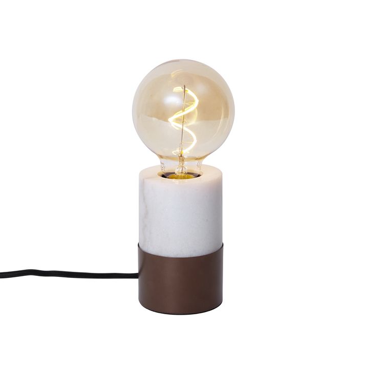Candeeiro de Mesa Moderno Bronze com Mármore Branco - Marissa