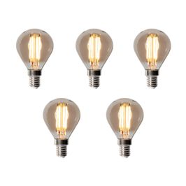 Set od 5 E14 prigušivih LED žarulja P45 Smoke 5W 470 lm 2200K