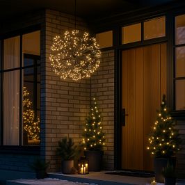 Lámpara colgante navideña esférica negra de 60 cm con LED y temporizador IP44 - Nobu