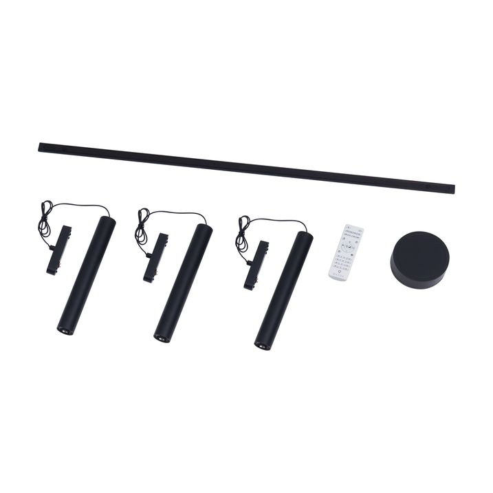 Modern Track Lighting System with 3 Black Pendant Lights 1-Phase - Magnetic Cassie