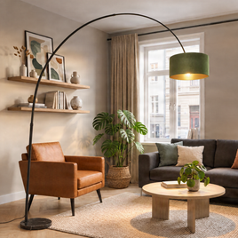 Lampa u luku crna sa somotnom nijansom zelene boje sa zlatom 50 cm - XXL