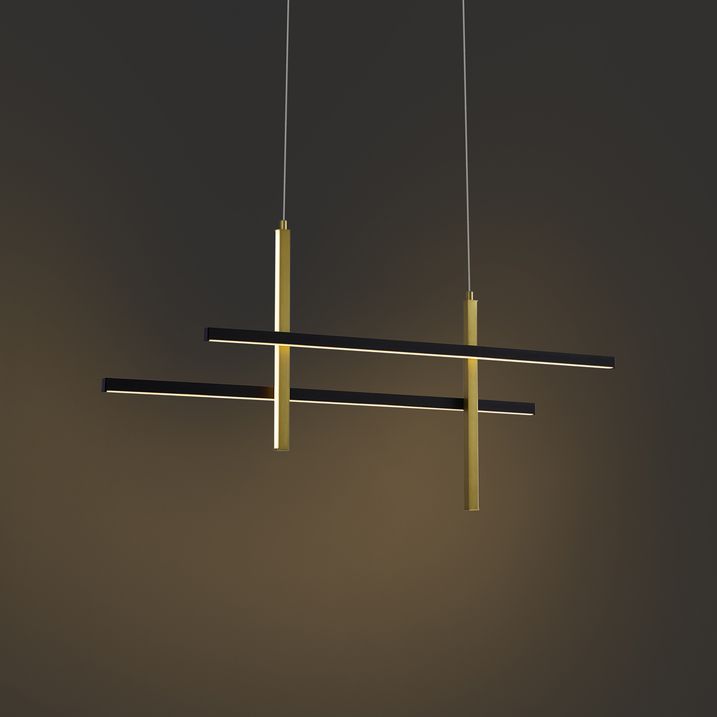 Llambë Varëse Design H e Zezë me Ar, Përfshirë LED me 3 Hapa të Rregullueshme - Joy