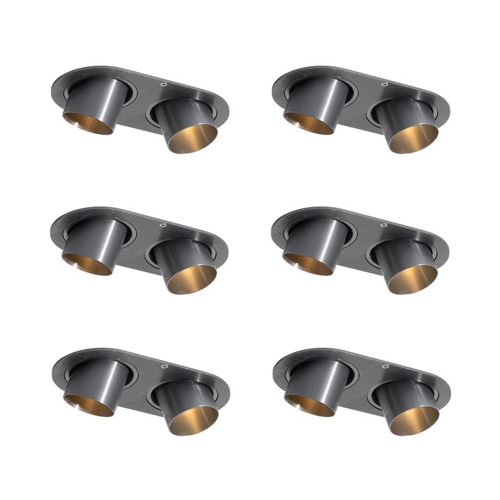 Ensemble de 6 spots encastrables couleur bronze canon de fusil GU10 35mm inclinables 2 lumières - Installa
