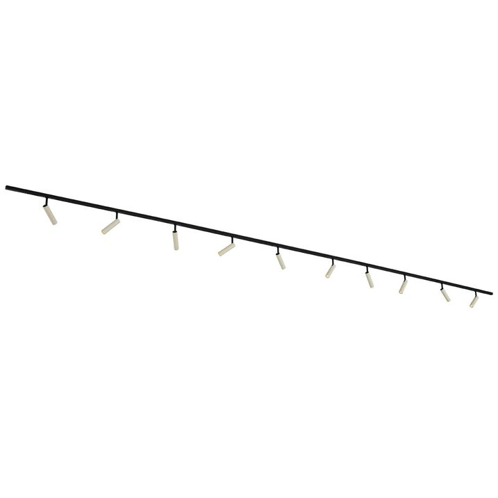 Système d'éclairage sur rail moderne avec 10 spots beige et noir monophasé - Slimline Uzzy