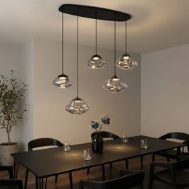 Dizajnerska viseća lampa crna sa dimnim staklom 5-svetla - Gus