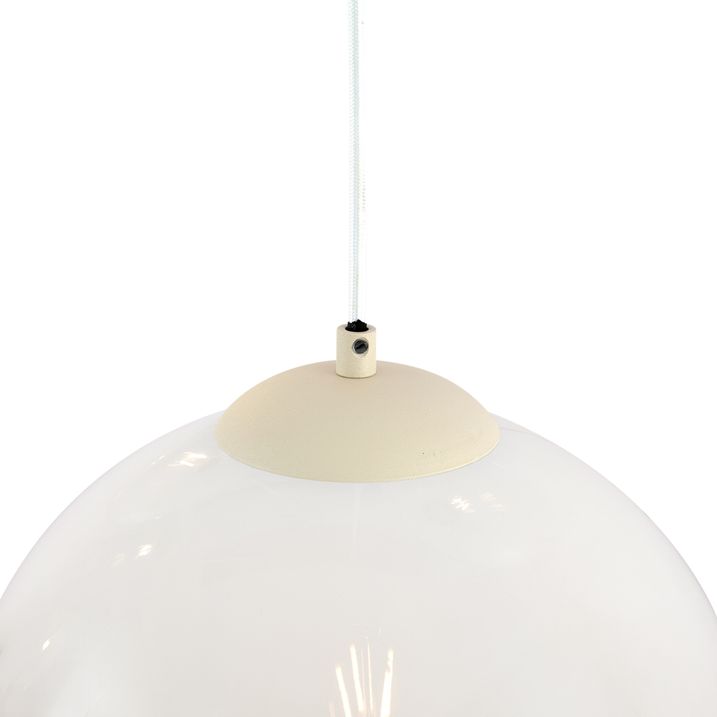 Art Deco piekaramā lampa bēša ar baltu stiklu 7 gaismas - Sandra