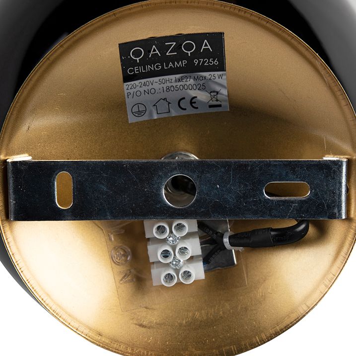 Plafonska lampa u stilu Art Deco mesingana sa crnim staklom - Pallon
