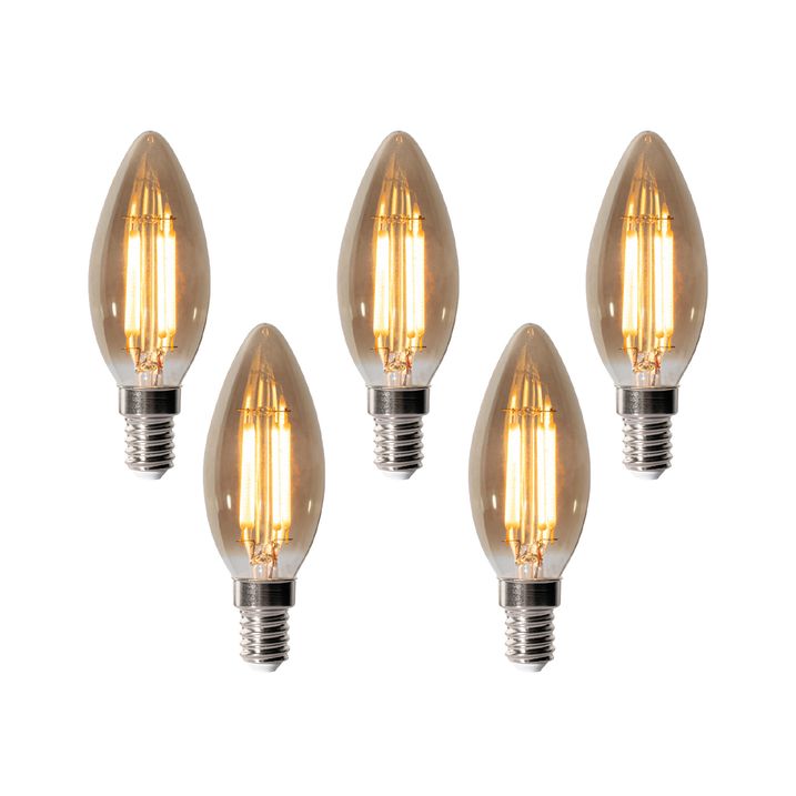 5er-Set E14 Dimmbare LED-Glühbirnen B35 Rauch 4W 300 lm 2200K