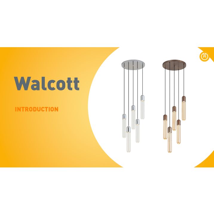 Suspension design chromée avec verre nervuré 5 lumières - Walcott