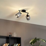 Candeeiro-de-teto-preto-com-vidro-fumê-2-luzes-ajustáveis---Laura