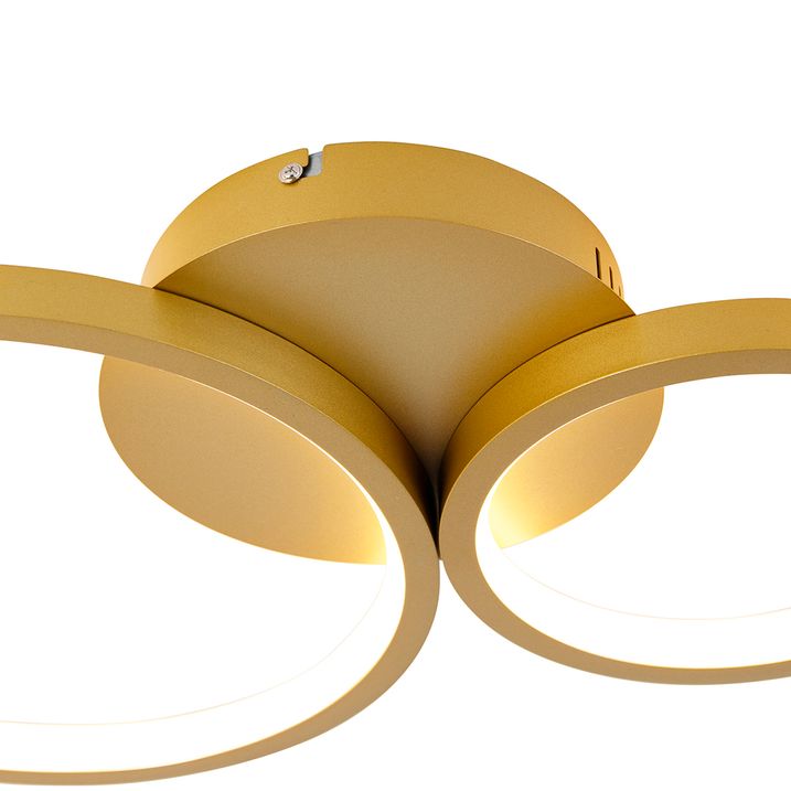 Taklampe gull inkl. LED 3-trinns dimmer 4 lys - Lupolo