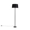 Black Floor Lamp with Black Linen Lampshade 45 cm - Simplo
