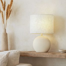 Japandi Table Lamp Beige with Linen Shade - Timo