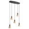 Japandi hanglamp walnoot hout met beige kap 5-lichts - Henge