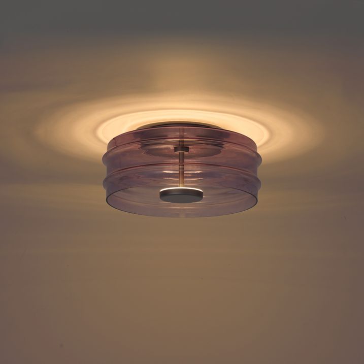 Design-Deckenleuchte Gunmetal mit violettem Glas inkl. LED 3-Stufen-Dimmbar - Meadow