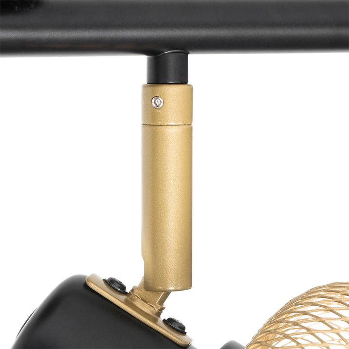 Tööstuslik prožektor must kuldse detailiga 4-valgusti - Bliss Mesh