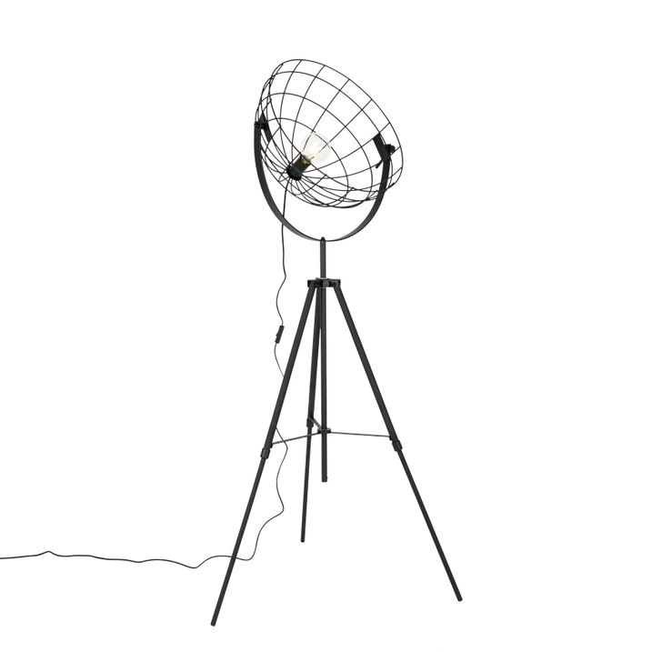 Candeeiro de pé industrial tripé preto 50 cm ajustável - Hanze