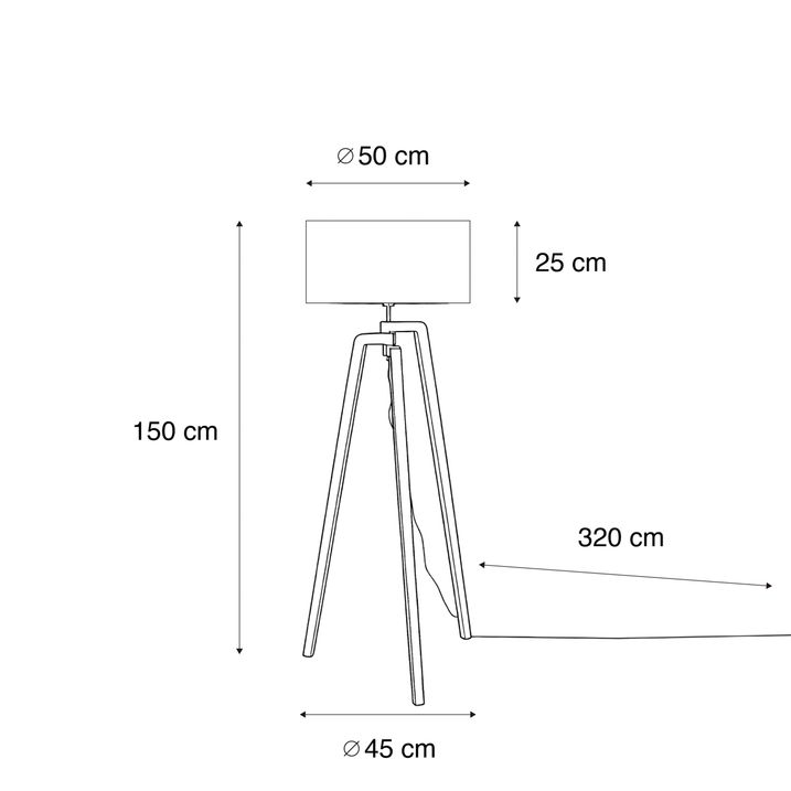 Stāvlampa melna ar samta bronzas abažūru 50cm - Puros