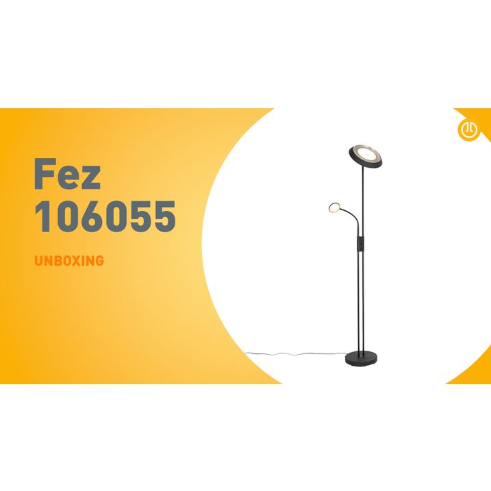 Lampada da terra nera con LED e dimmer con luce di lettura - Fez