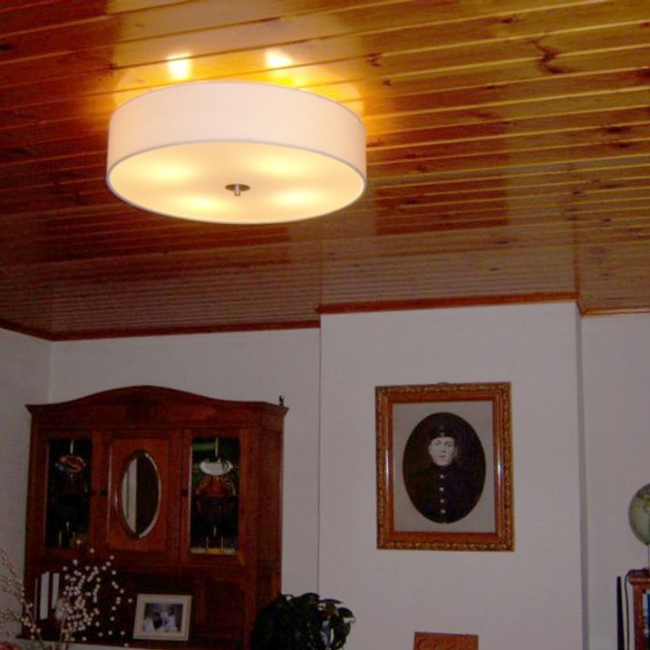 Landelijke plafondlamp wit 50 cm - Drum