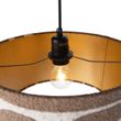 Hanglamp-zwart-met-bruin-beige-kap-35cm-3-lichts---Cava