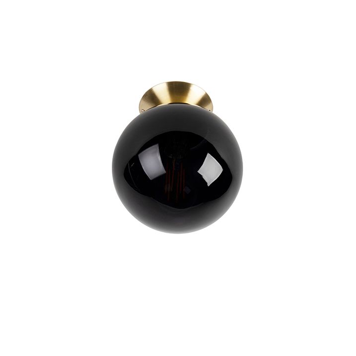 Plafonska lampa u stilu Art Deco mesingana sa crnim staklom - Pallon