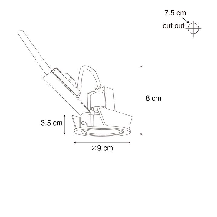 Moderni vgradni reflektor kovinsko sive barve GU10 50 mm okrogel nagibni - Cisco