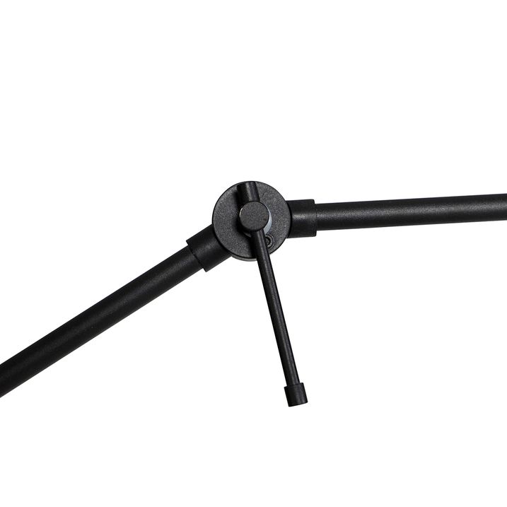 Candeeiro de pé preto com cúpula cinzento claro 50 cm ajustável - Editor