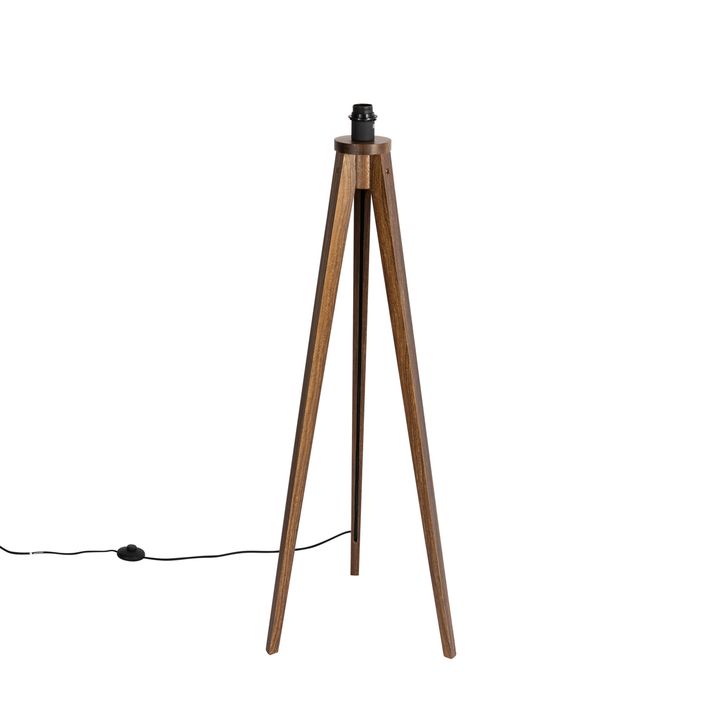 Rustikálna stojaca lampa trojnožka orechové drevo - Tripod Classic