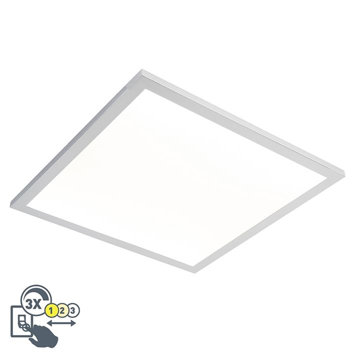 Négyzetes mennyezeti lámpa króm 45 cm LED-del IP44 - Flat