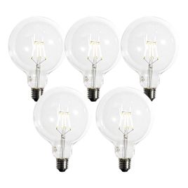 Set of 5 E27 Dimmable LED Spiral Filament G125 5W 450lm 2200K
