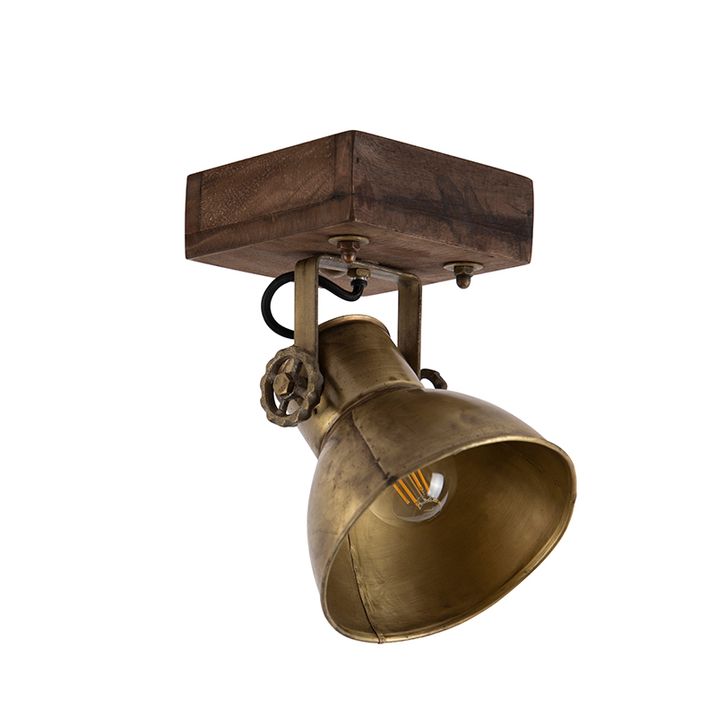 Spot de plafond intelligent bronze avec bois 18 cm incl. WiFi A60 - Mangoes
