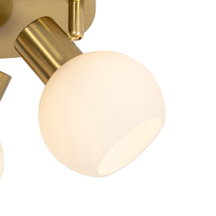 Plafondspot goud met opaal glas 3-lichts verstelbaar - Anouk