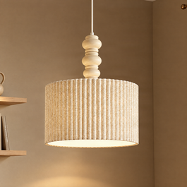 Japandi Pendant Lamp Beige with Linen Shade 50cm - Fedde