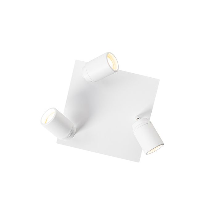 Pametna kupatilska svetiljka bela kvadratna sa 3 svetla IP44 uklj. 3 Wifi GU10 50mm - Ducha