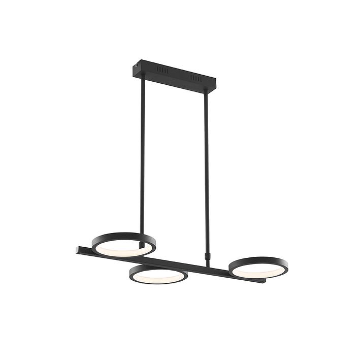 Modern pendellampa svart inkl LED 3-stegs dimbar 3-ljus - Vivé