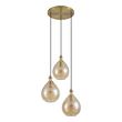 Smart-hanglamp-goud-met-amber-glas-3-lichts-incl.-Wifi-A60---Traditional