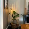 Design Floor Lamp Black with Amber Glass - Qara Down