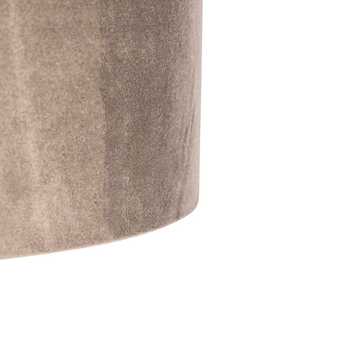 Hengende lampe svart med taupe fløyelskjerm med gull 35 cm - Blitz