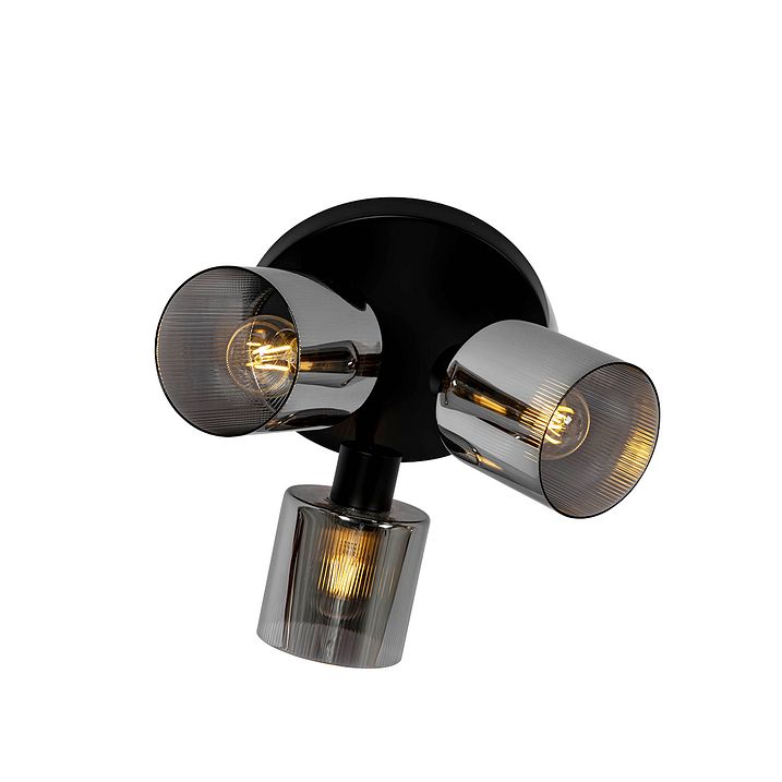 Faretto da soffitto smart nero con vetro fumé rotondo orientabile incl. 3 Wifi A60 - Laura