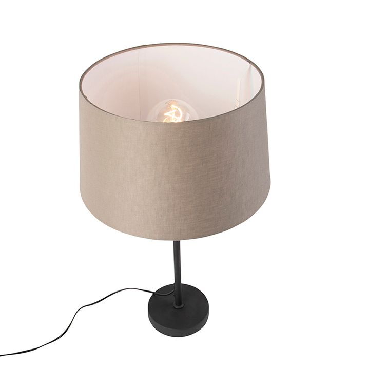 Stolná lampa čierna s tienidlom z ľanu taupe 35 cm nastaviteľná - Parte