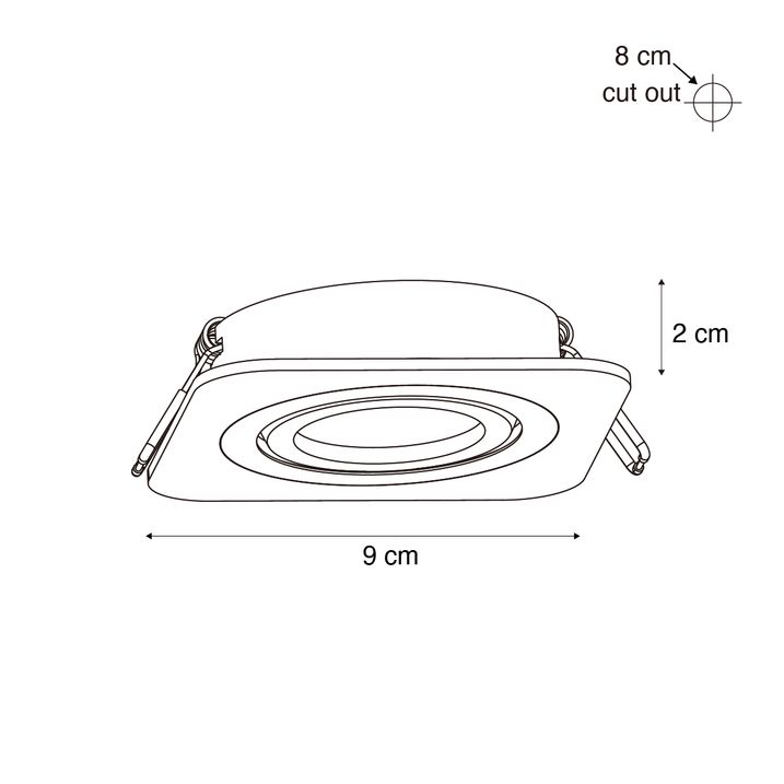 Afgeronde inbouwspot wit GU10 50mm draaibaar en kantelbaar IP44 - Alberto