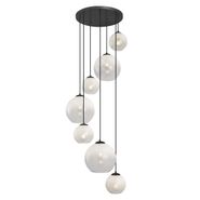 Moderna-piekaramā-lampa-melna-ar-baltu-stiklu-apaļa-7-gaismas---Misty