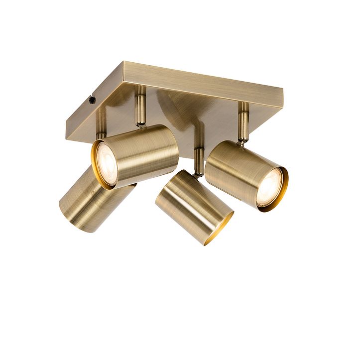 Plafoniera moderna bronzo 4 luci orientabili rettangolare - Jeana