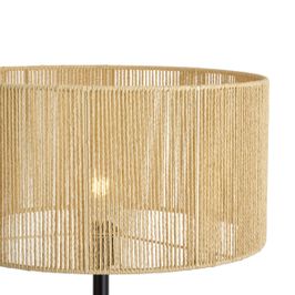 Golvlampa-svart-med-beige-skärm-i-pappersrep-50/50/25---Simplo