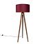 Lampă-de-podea-trepied-din-lemn-de-nuc-cu-abajur-roșu-și-interior-auriu-50cm---Tripod-Classic